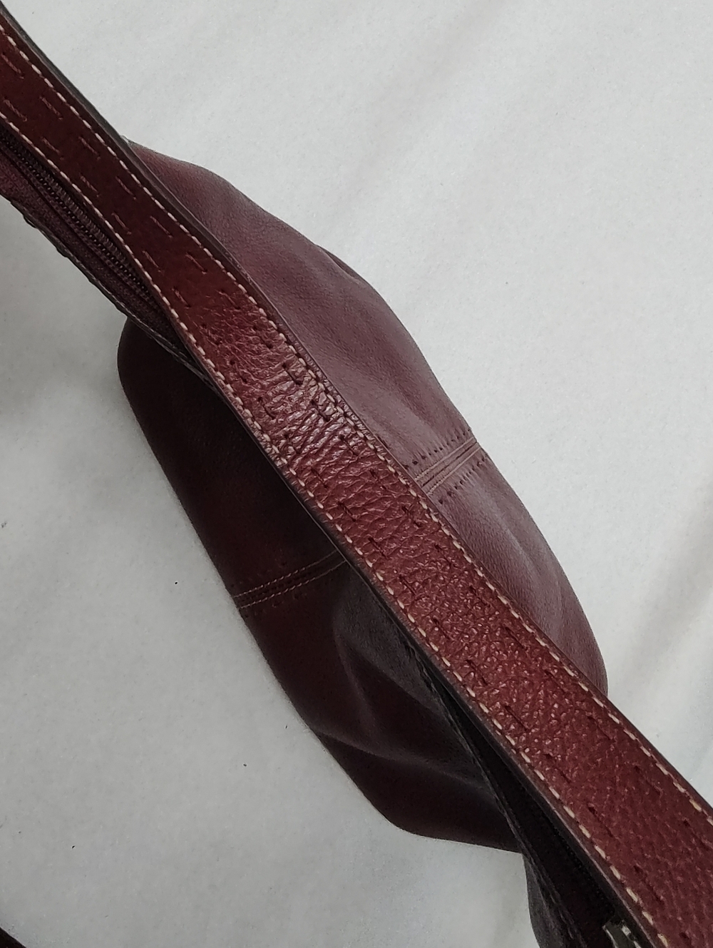 Vtg Fossil Red Leather Shoulder Bag Top-stitched No Key Fob, Clean Tan Interior - Picture 6 of 10